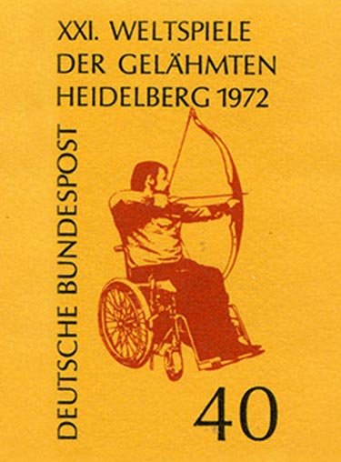 Jeux mondiaux Paralympiques.
Heidelberg 1972, timbre, 1972.