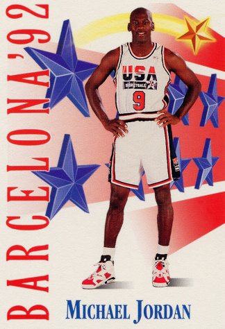 Michael Jordan [États-Unis]. Barcelona ’92, carte éditée par la NBA, 1992.
