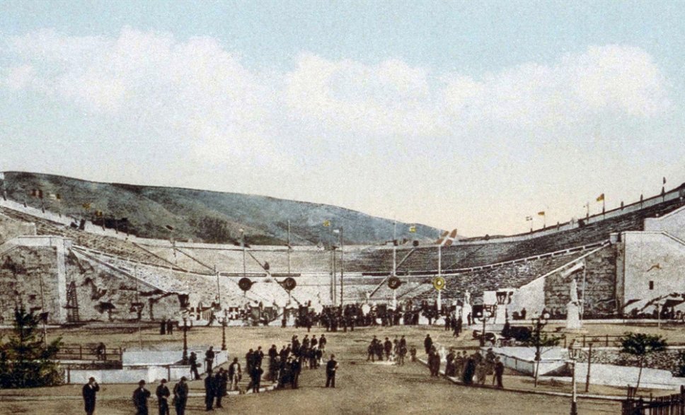 Photos Grèce. Athènes. Stade panathénaïque rénové, carte postale, 1896.
