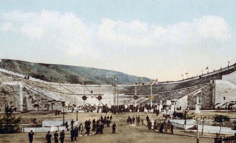 Photos Grèce. Athènes. Stade panathénaïque rénové, carte postale, 1896.
