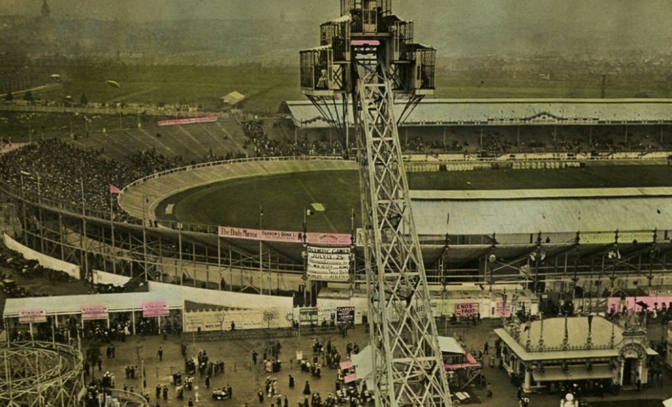 Photos Le Flip-Flap de l’Exposition franco-britannique et le White City Stadium, photographie, 1908.
