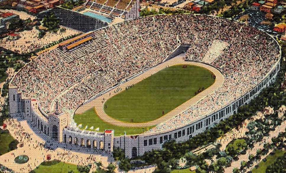Photos Los Angeles Coliseum (Olympic Stadium), carte postale colorisée, 1932.
