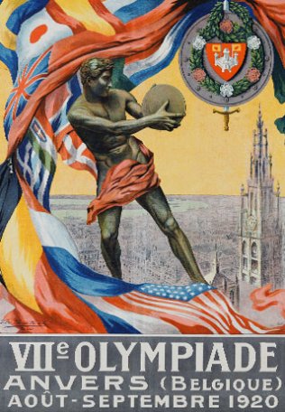 Image VIIe Olympiade. Anvers (Belgique), affiche
signée Walter van der Ven &amp; Co, 1920.
