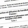 Visuel Introduction et diffusion du handball en France
