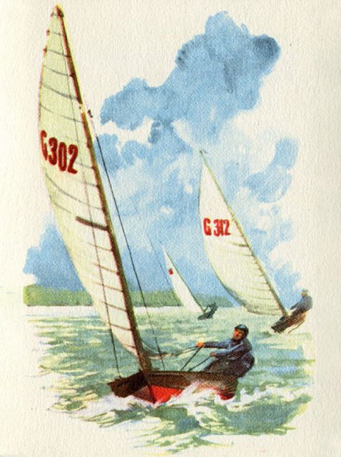 Photos Régate de voile, vignette, dessin de Peter Kölln, 1960.