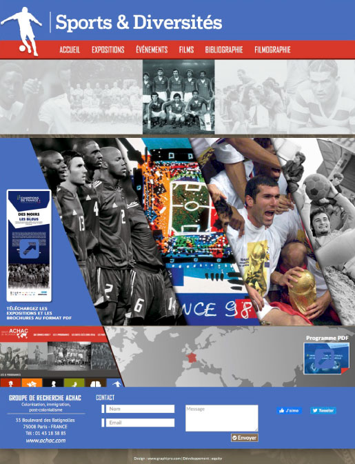 Capture d'écran du site internet présentant le programme Sports et diversités